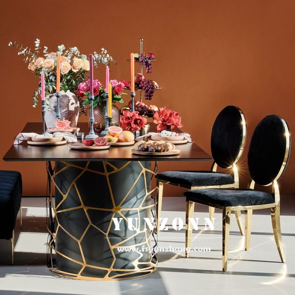 Gaudi Luxury Modern Rectangular Black and White Dining Table for Home Villa Hotel Wedding Hall Use for Dining Room Furniture