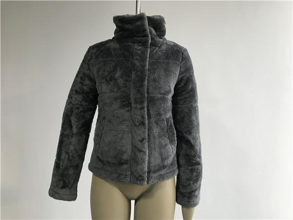 Charcoal Ladies Faux Fur Coats Regular Length Faux Fur Women'S Jacket TW8504