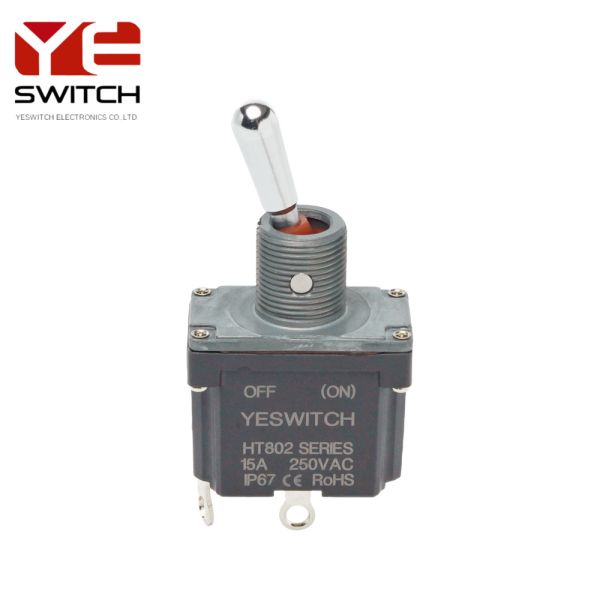 Metal Handle Toggle Switch SPST OFF-(ON) Solder Terminal For Heavy-Duty Machinery