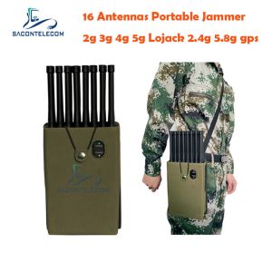 16 Antennas 16W 4G LTE 5G Lojack Portable Signal Jammer with 30m Range and