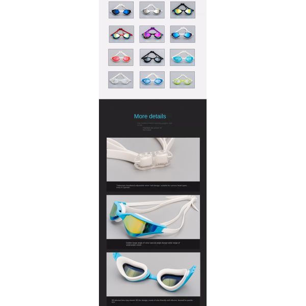 New model adult silicone swimming glasses - E-commerce men's and women's high-definition waterproof and anti-fog glasses - Factory customized OEM/ODM swimming glasses