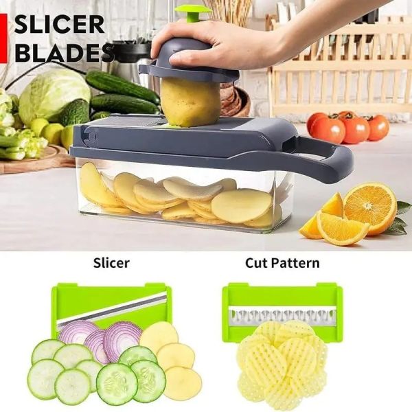 Versatile Plastic Chopper for Fruits Vegetables Durable Kitchen Tool 35.5x11.8x11.8cm