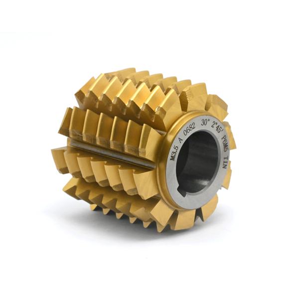 Finishing involute spline hob type 2 (round top ot teeth) M3,5 A 80x71x32 30° (2° 45) TIN Coating HSS