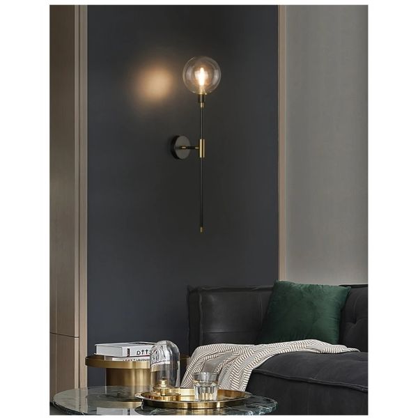 Home Bedside Wall Light Fixtures Black Iron Glass Ball Wall Lamps(WH-VR-152)
