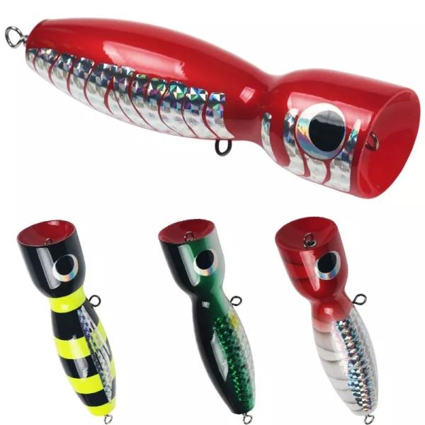 175mm Wood Popper Lure 120g Topwater Fishing Lure GT Tuna Popper