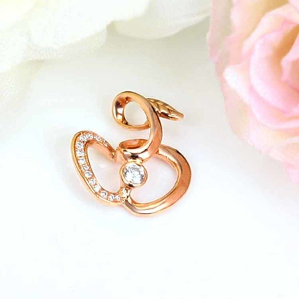 Rose Gold Diamonds Apple Shape Pendant  (GDN016)