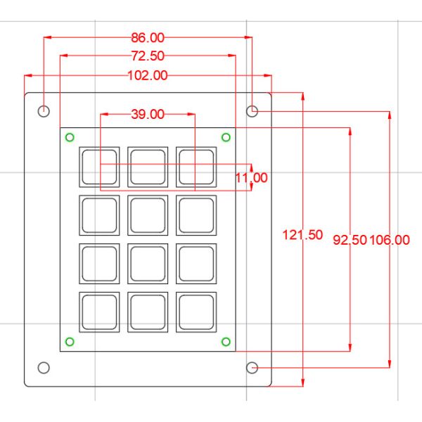 Custom 12 Key Keyboard , Metal Digital Access Control Keypad Water - Tight
