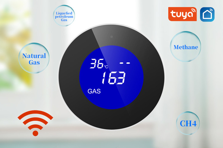 Датчик газа управлением приложения Disply Tuya термостата LCD детектора горючего газа Wifi