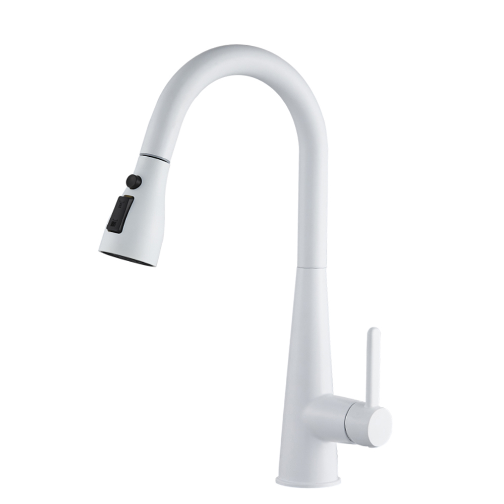 Pull Out Kitchen Faucet Made from 304 Stainless Steel Featuring 35mm Ceramic Cartridge with 3 Function Spray Head and Two Flexible Stainless Steel Hoses
