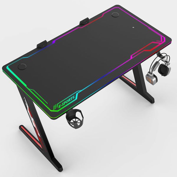 Commercial Furniture Computer Table with RGB Lighting System and Adjustable Design