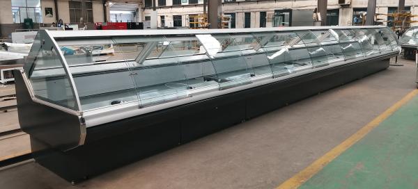 Cooked food display showcase curved glass fan cooling deli Refrigerator