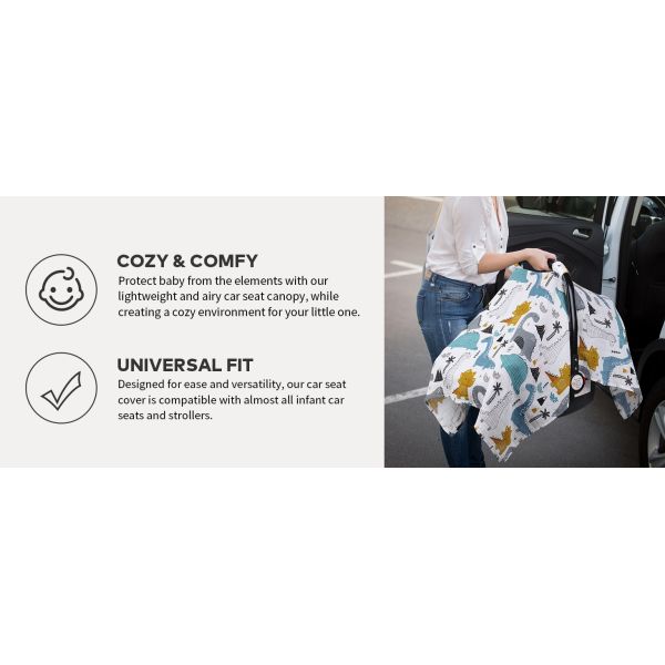 Muslin Cotton Infant Car Seat Canopy, Breathable Baby Carrier Cover
