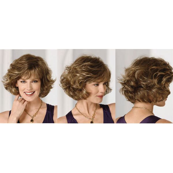 Black Women 180% Density Short Synthetic Wigs Wind With Blonde Curly Hair