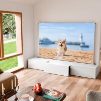Intelligent Laser TV Cabinet White Modern TV Stands 100 Inch 120 Inch 150 Inch