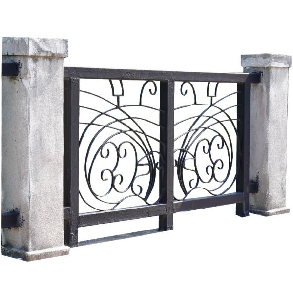 Preensamblado en el exterior de hierro forjado negro barandilla de protección de la cerca de paneles de balaustrada