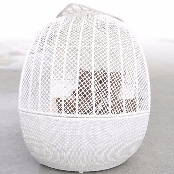 Apartment Outdoor Wicker Rattan Beach Day Bed with Canopy Double Function