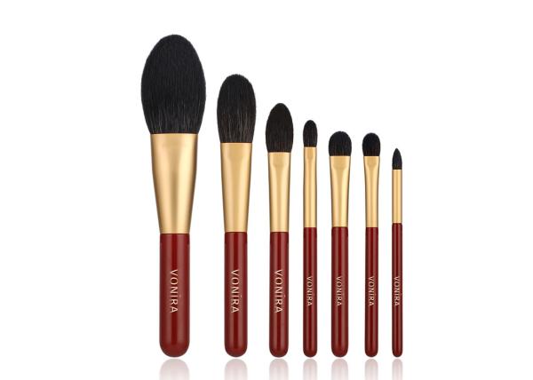 Grupo de escovas essencial da composição 7pcs de Vonira com a virola natural do ouro do cabelo da cabra