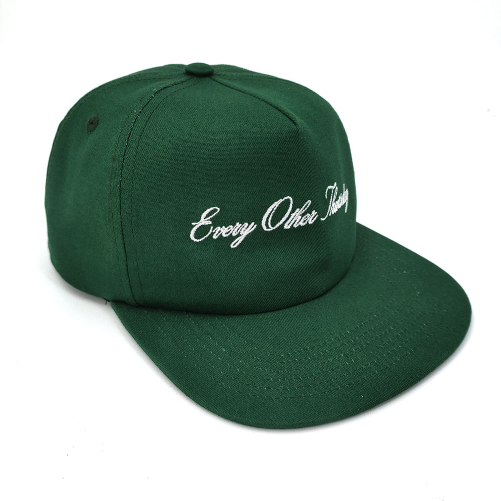 Unstructured Flat Bill 5 Panel Snapback Caps Cotton Embroidery Letters Adjustable Baseball