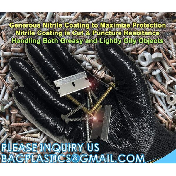 Custom Nitrile Coating Firm Grip Work GlovesNitrile Work Gloves Cotton Shell Coated Safety Work Gloves