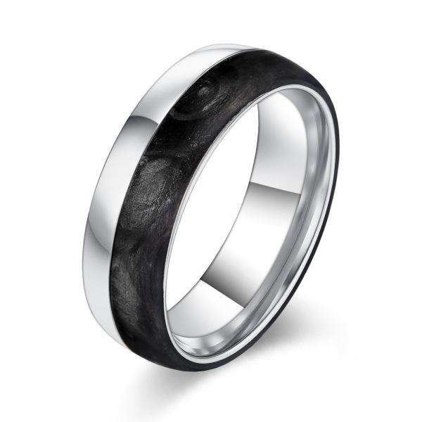 2025 Nouveauté de l'arrivée Des bagues de mariage personnalisées plaquées en or et en or rose Forgé Bagues de mariage en fibre de carbone Bagues pour hommes