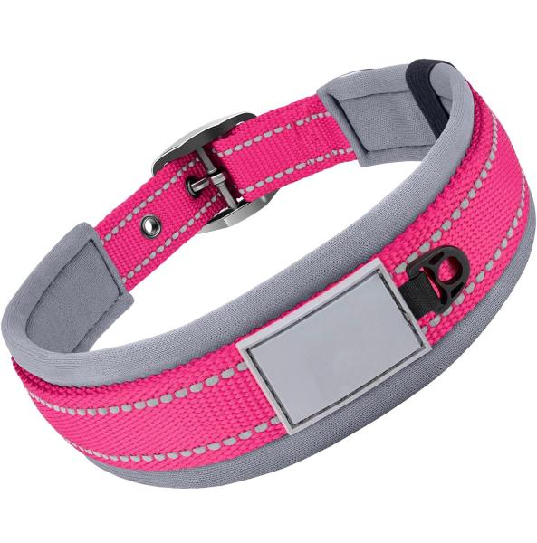Adjustable Nylon Neoprene Padded Dog Collars Reflective Soft Design Comfortable Durable