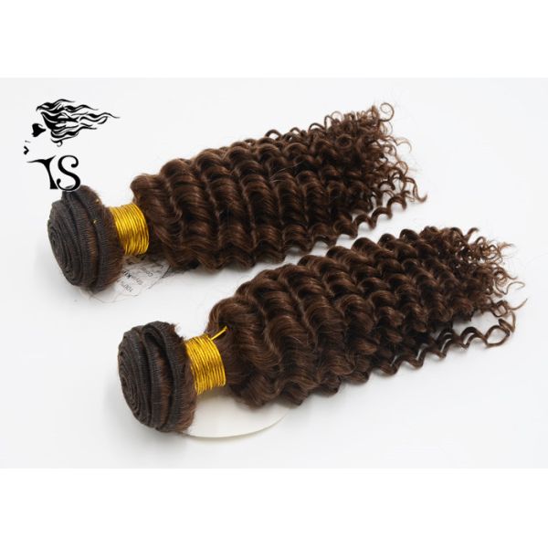 Kinky Curly 100% Mongolian Remy Hair Extensions , Weft Dark Brown Hair Extensions