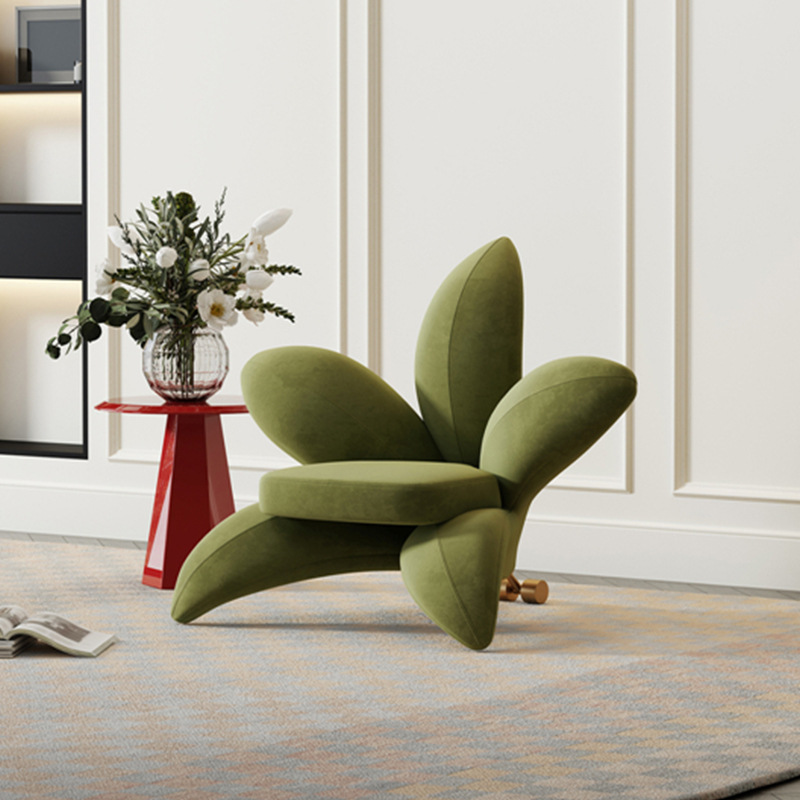 Modern Lily Flower Accent Chair Creative Petal Lazy Sofa for Small Spaces for Bedroom or Apartment