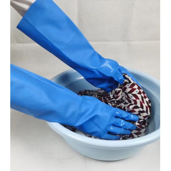 Unflocked Lining Blue Nitrile Glove For Chemical Handling 8mil