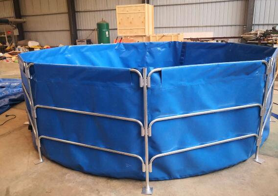 Élevage de poissons Aquarium réservoir de stockage d'eau, cylindre bleu au-dessus du sol étang de poisson réservoir de poisson pliable