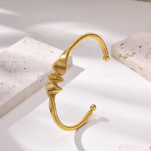 Brassière en acier inoxydable doré 18K Bracelets en spirale réglable pour femmes