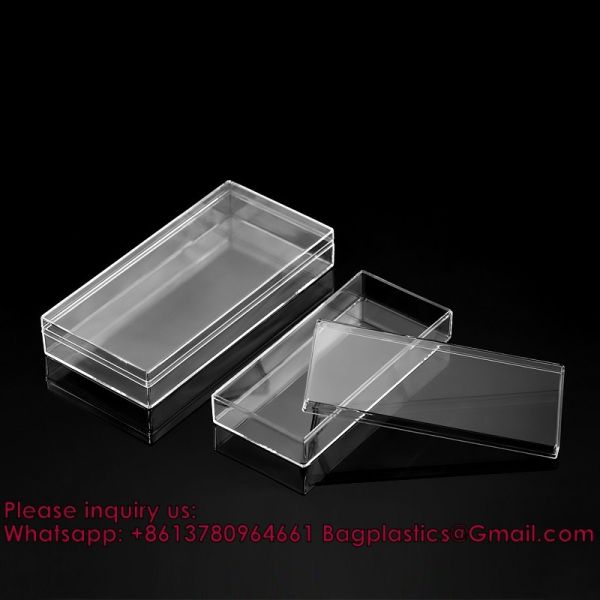 Acrylic Box Plastic Square Cube Clear PS Plastic Hinged Container Component Storage Box Food Storage, Gift Organizer, Component Containers Tool Boxes Clear