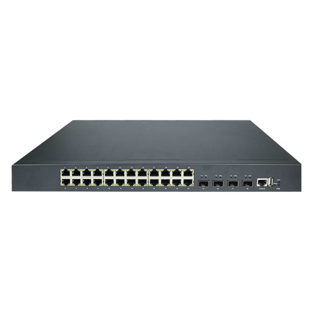 Переключатель волокна переключателя 24*1G RJ45 Port+4*10g локальных сетей порта фабрики 24 для ISP центра данных