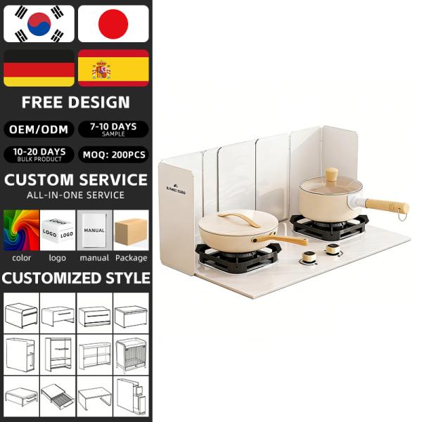 Kitchen Accessories Metal White Foldable Frying Pan Oil  Prevent Protection Screen Kitchen Splash Prevention Stove Baffle Plate