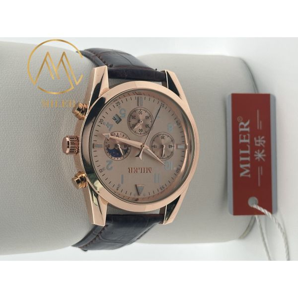 Fashion Round Dial Men′s Watch Design Multi-Function Calendar Quartz Wristwatch