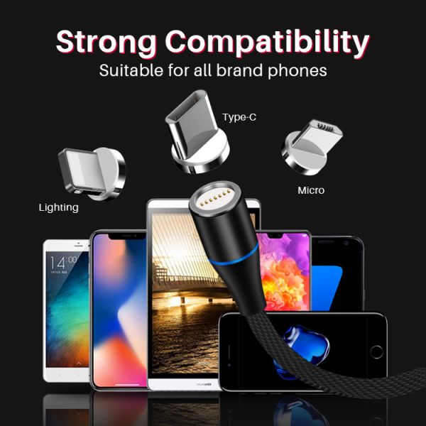 3 In 1 OD 3.5mm Magnetic Micro USB Cable For Data Transmission