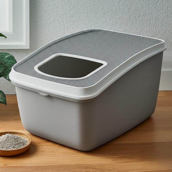Portable Small Apartment Cat Litter Box , Plastic Open Top Small Cat Box With Lid