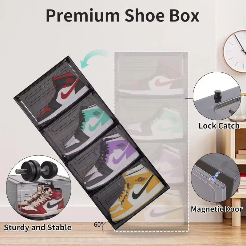 Spot New Products Space Saving Stackable Acrylic Shoe Organizer for Closet Sneaker Storage
