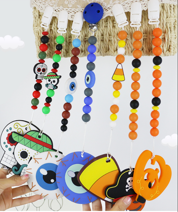 Hot selling Halloween Silicone Focal Beads  for baby DIY teething keychains