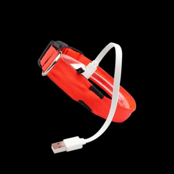 2019 New Pet Product household Nylon Led USB Rechargeable Pet Dog Glowing Collars