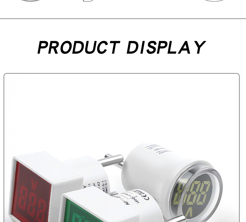 European Standard Small Panel Meters Digital LED Display Indicator with Universal Square Plug Voltmeter