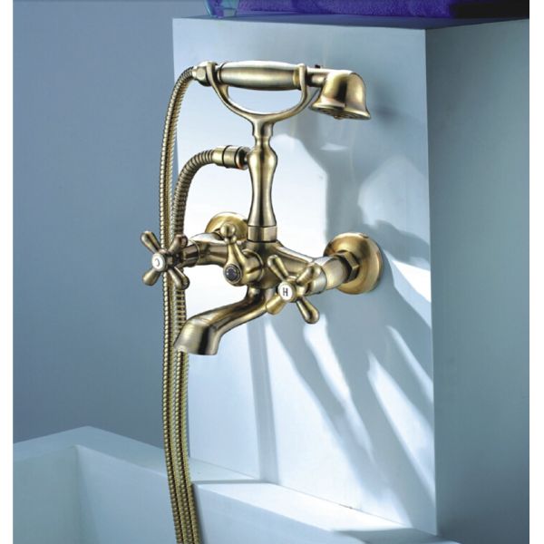 Bronze Wall Mounted Two Hole Bathroom Faucet Brass For Household