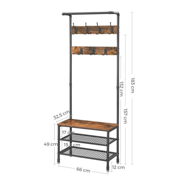 Coat Rack and Bench for Entrance, Hallway Furniture, Industrial Design Furniture, HSR37BX