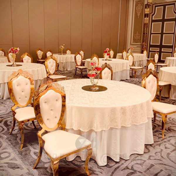 Rental Luxury Dining Chairs Modern Elegant New Gold Wedding Chairs for Wedding Party Events Bride and Groom