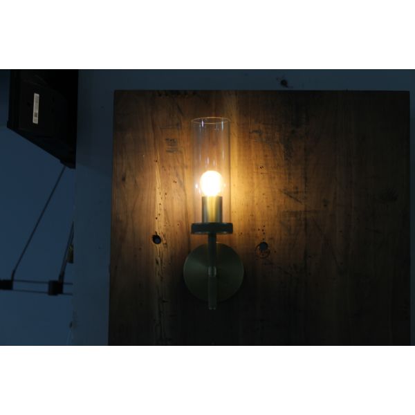 Handmade Clear Glass LED Wall Lamp with Black Gold Glass Decoration for Living Room in 3500K Warm White