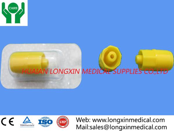 CE and ISO approved medical disposable yellow or transparent Heparin Caps for I.V. catheters cannulas