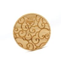 Home Kitchen  Wooden Coaster Round Bamboo Coaster With Laser Lines