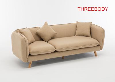 High Resilience Corner Sectional Couch , Khaki Living Room Fabric Sofas