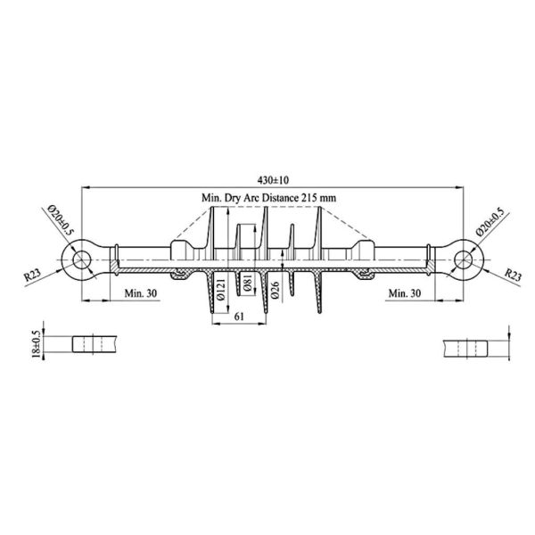 24kV 25kV Silicone Rubber Insulator 110kN Polymer Suspension Insulators