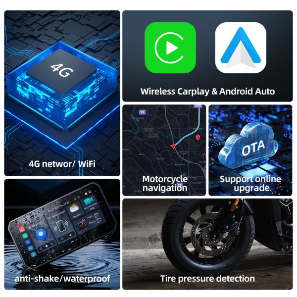 7 Inch Motorcycle Carplay GPS Navigation Screen Moto Android Auto Touch Display Quick Easy Removal of Anti-theft