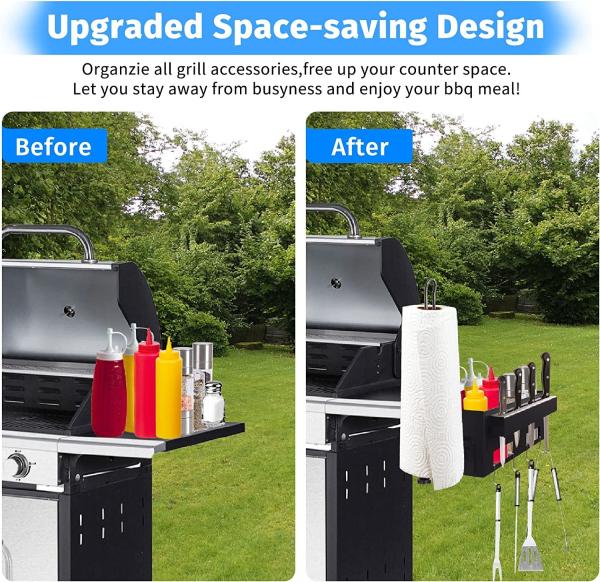 Griddle Caddy with Paper Towel Holder for 28/36 Blackstone Griddle Prep Cart Grill Caddy Outdoor Grill Organizer